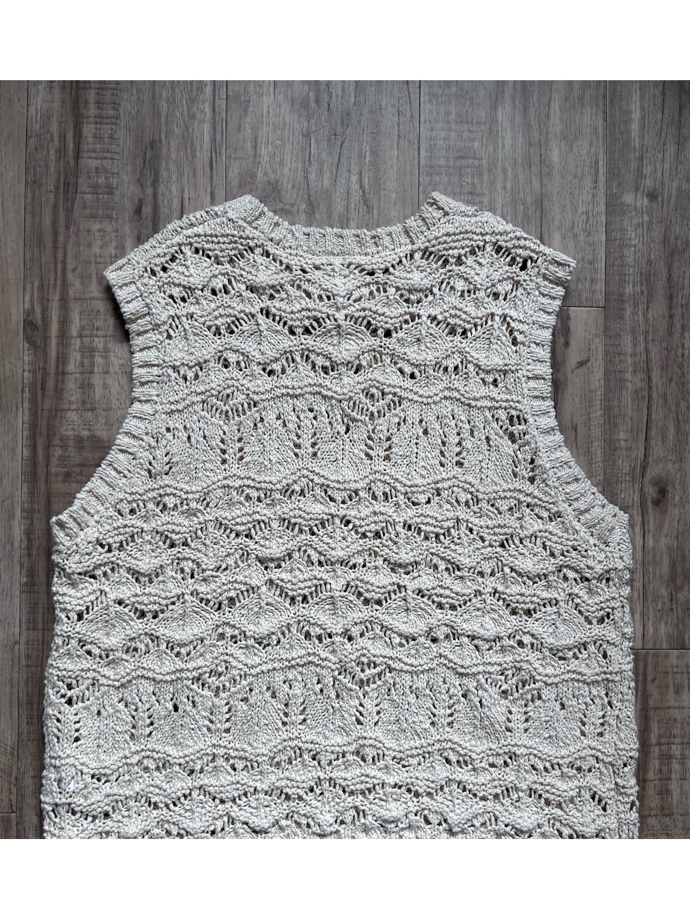 Cotton Cream Crochet Sleeveless Sweater Vest tank summer boho natural earthy - Picture 4 of 12